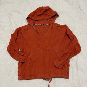 Prana Linen hooded shirt in rust orange, size S